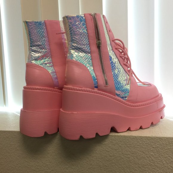 PRE LOVED - Pink Poison Platform Boots PNK/11 - SH246 - Picture 6 of 9